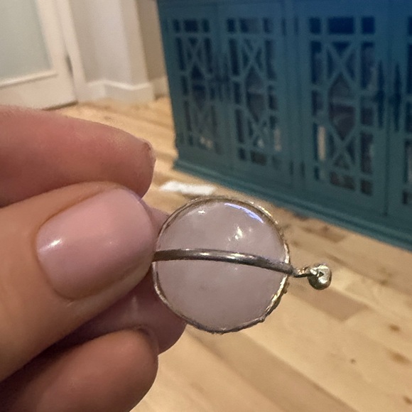 Rose Quartz Sterling Silver Pendant on Satin Cord - Picture 4 of 4